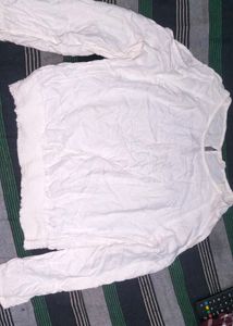 White Cut Out Shoulder Top