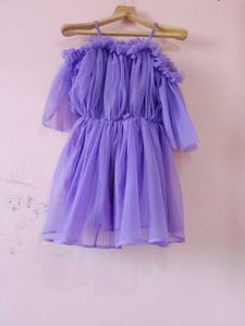 Purple Tulle Off-Shoulder Dress