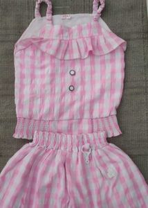 Cute Girls' Pink Checkered Outfit