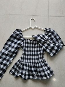 Black White Peplum Top