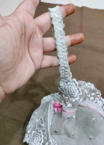 White Lace &amp; Pink Ribbon Bra