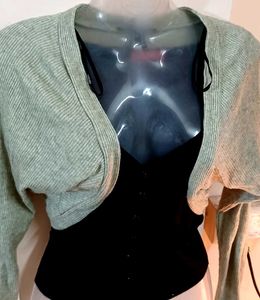 Sage Green Ribbed Bolero Shrug