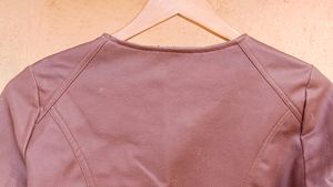 Hermosear Faux Leather Mid Brown Crop Jacket