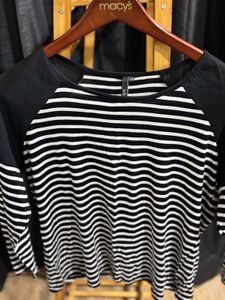 L.O. Black & White Striped Raglan Top