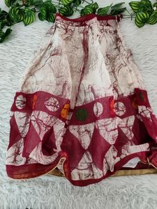Maroon Printed Ethnic Skirt With Blouse ( Girls)