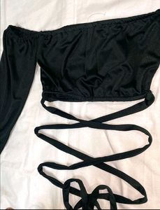 Tube Waist Drawstring Off Shoulder Top