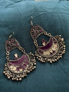 Boho Purple Crescent Earrings