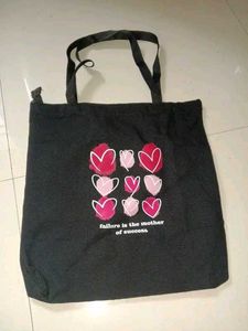 Black Tote Bag with Hearts