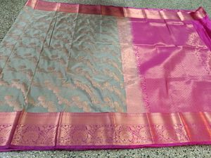 New Grey N Pink Soft Silk Saree