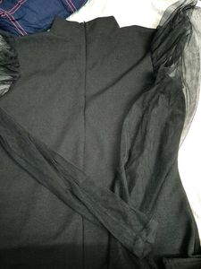 Black Tulle Sleeve Mini Dress