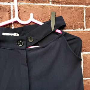 Navy Blue Wide-leg Trouser