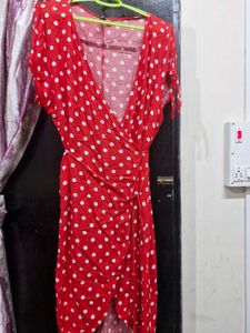 H&amp;M Red Polka Dot Wrap Dress