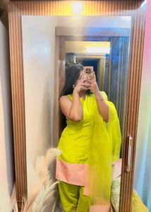 Chartreuse &amp; Pink Salwar Kameez