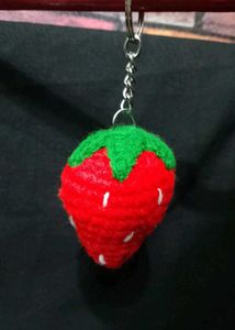 Crochet Strawberry Keychain
