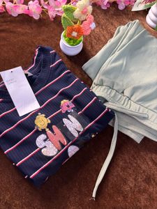Striped Tee &amp; Green cargo pants Set
