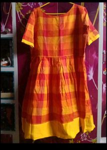 Orange Checkered Dress