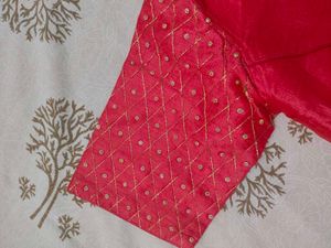 Red Embellished Saree Blouse