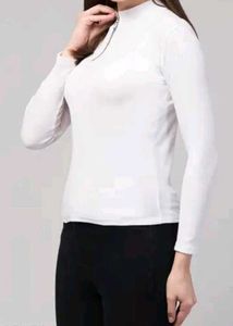 White Zipper Mock Neck Top