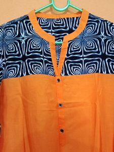 New Orange Straight Women Solid Kurti