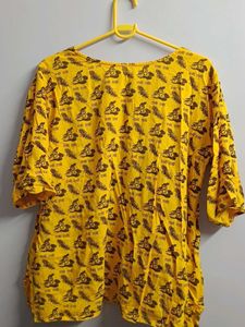 Vrindavan Yellow Printed short Kurti