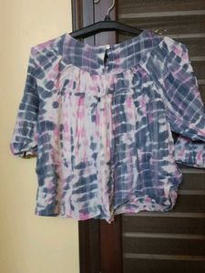Tie-Dye Top with Lace Detail