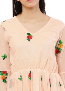 Floral Embroidered Bell Sleeve Dress