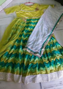 Yello N Green Gown With Duppata