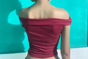 Solid Colour Off Shoulder Ruched Redberry Top