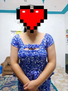 Blue Patterned Peplum Dress