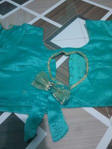Teal & Gold Embellished Blouse