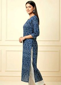 Trendy Indigo Cotton Kurti – Fresh Piece | M Size