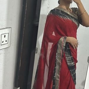 Red &amp; Black Saree