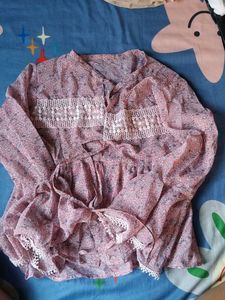 Pink Floral Smocked Crop Top