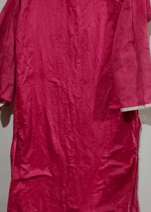 Pink Straight Kurti With Moti Work