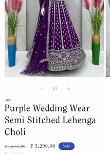 Purple Wedding Lehenga Butik Stiched
