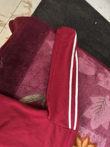 Maroon Hoodie with White Stripes