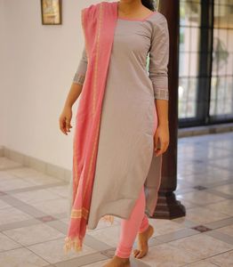 Elegant Gray &amp; Pink Salwar Kameez kurti set