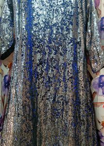 💙🤍Fish Cut Heavy Sequence Work Gown