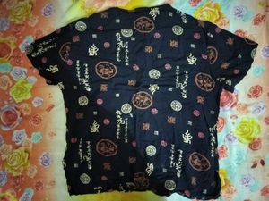 Oriental Print Button-Down Shirt