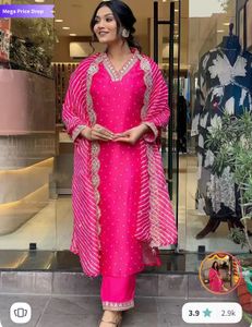 Bhandhini V Neck Three Quarter Sleeves Kurta