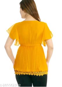 Yellow Top with Lace Detail