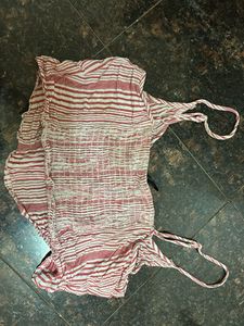 H&amp;M Striped Button-Down Crop Top
