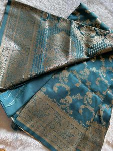 Elegant Teal Banarasi Saree🎉