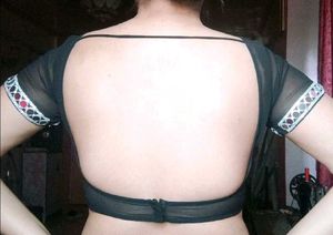 Georgette Sheer Padded Blouse With Mirror Lace