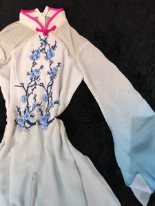 Ethereal Chinese White Folk Dance Dress