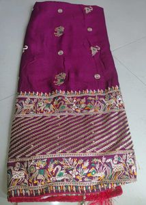 Purple Embroidered Saree