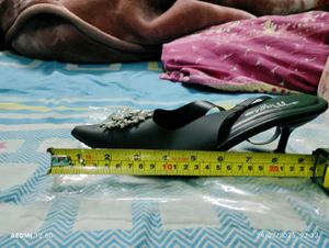 Mayze Black Slingback Heels with Crystal Embellish