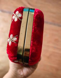 Maroon velvet Handembroidered Clutch