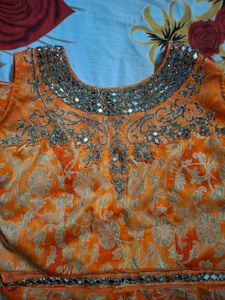 Orange Embroidered gown