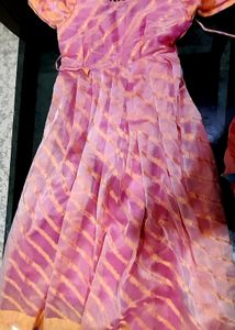 Pink & Gold Leheriya Dress